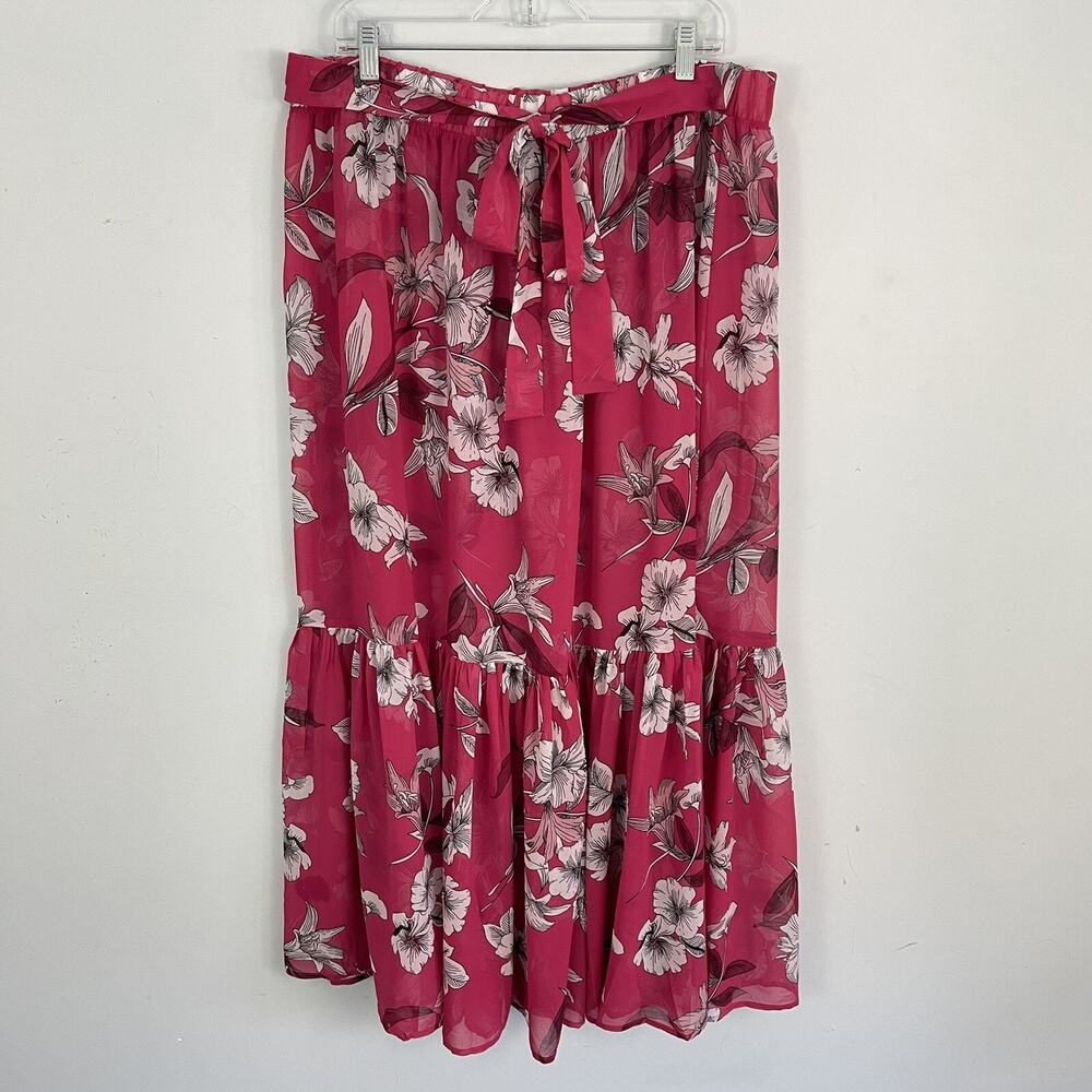 NWT Swim by Cacique Floral Maxi Skirt Beach Swim Coverup Pink Size 18/20 Resort